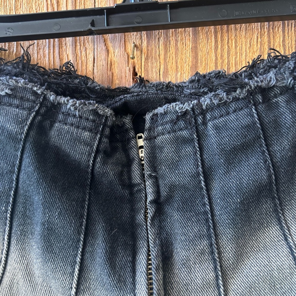 Micro Mini Distressed Jean Skirt - Picture 4 of 5